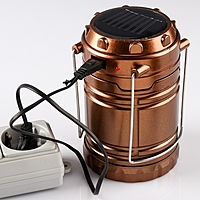 Переносной фонарь Lamp складной, 1 диод, 1 режим, зарядка от сети, солнечная батарея, микс