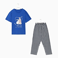 Комплект женский домашний (футболка/брюки), цвет индиго, размер 62