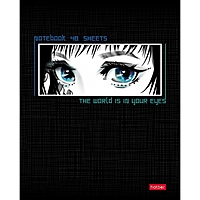 Тетрадь 48 листов в клетку "Твой взгляд", обложка мелованный картон, выборочный лак, скругленные углы, 5В, Микс