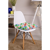 Подушка на стул бык Мозаика голубой 40х40см, рогожка, 150 г/м2, холлофайбер