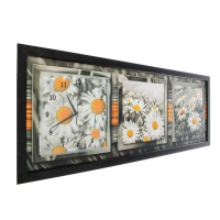 Часы-картина настенные "Ромашки в черно-белом поле", 35х100 см  микс