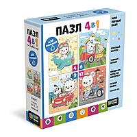 Пазл 4 в 1 Миша путешественник 4-6-9-12 элементов