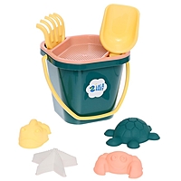 Набор для игры в песке «Изумрудный город»: ведерко, сито, совочек, грабли, 4 формочки