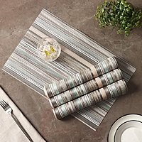 Набор салфеток сервировочных на стол Доляна «Дождь», 4 шт, 45×30 см, цвет бирюзово-белый