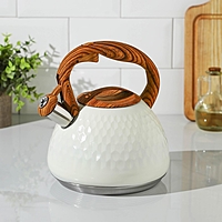 Чайник со свистком 3 л Magistro, Heat, белый, ТРС, индукция, ручка soft-touch