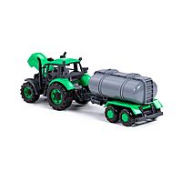Трактор инерционный «Прогресс», с прицепом-цистерной, цвет зелёный