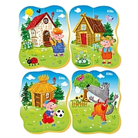 Пазл мягкий развивающий Три поросенка 4 пазла 16 элементов