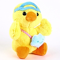 Мягкая игрушка "Утёнок с сумкой" на брелоке, 12 см, цвет жёлтый
