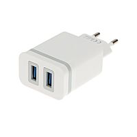 Сетевое зарядное устройство BYZ U26 EU, 2 USB, 2.4 A, кабель Lightning 1 м, белое