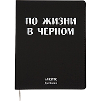 Дневник универсальный для 1-11 класса "По жизни в чёрном", интегральная обложка, искусственная кожа, шелкография, ляссе, 80 г/м2