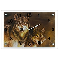 Часы настенные прямоугольные "Волки"25х35см  микс