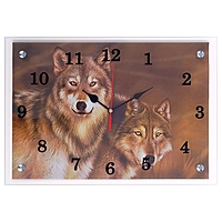 Часы настенные прямоугольные "Волки"25х35см  микс