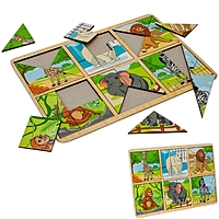  Пазл в рамке Зоопарк деревянный 22 элемента