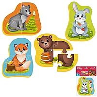 Пазл мягкий Лесные жители 4 картинки 14 элементов