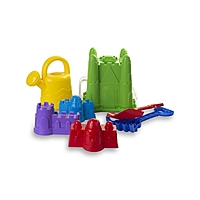 Набор для игры в песке №29: ведро-крепость, совок, грабли, 3 формочки, лейка