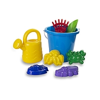 Набор для игры в песке №32: ведро большое, совок, грабли, 4 формочки, лейка