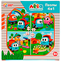 Пазл 4 в 1 Грузовичок Лева 9-16-25-36 элементов
