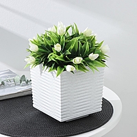 Кашпо со вставкой 1,5л "Стиль", цвет мрамор