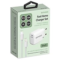 Сетевое зарядное устройство Exployd EX-Z-1337, USB-С, 3 А, 20 Вт, кабель Lightning, белое