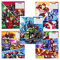 Тетрадь 24 листа, 5 видов МИКС, линейка, Мстители