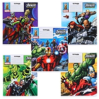 Тетрадь 18 листов, линейка, 5 видов МИКС, Мстители