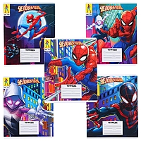 Тетрадь 18 листов, линейка, 5 видов МИКС, Человек-паук