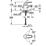 Смеситель для раковины GROHE Euroeco 32734000 хром