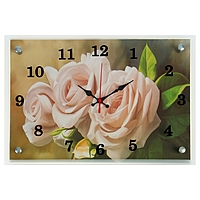Часы настенные прямоугольные "Белые розы" микс 25х35см