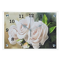 Часы настенные прямоугольные "Белые розы" микс 25х35см