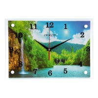 Часы настенные прямоугольные "Горный водопад" 25х35см  микс