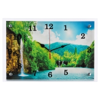 Часы настенные прямоугольные "Горный водопад" 25х35см  микс