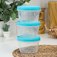 Набор банок для хранения продуктов с крышкой «Фиджи», 3 шт, 0,7 л, цвет крышки МИКС