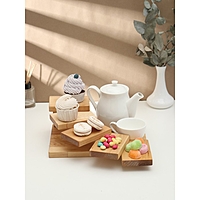 Доска для подачи с подиумами, этажерка 28х19.5х11см, береза, пропитана мин маслом