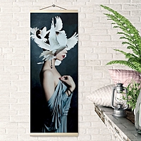 Картина по номерам 35 × 88 см «Панно. Девушка с птицами» 22 цвета