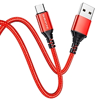 Кабель Borofone BX54, microUSB - USB, 2.4 А, 1 м, нейлоновая оплётка, красный