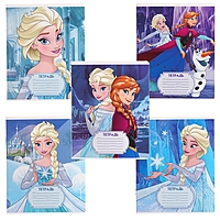 Тетрадь 12 листов, 5 видов МИКС, клетка, Холодное сердце