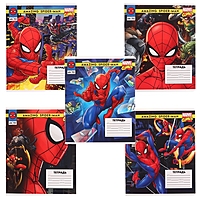 Тетрадь 12 листов, 5 видов МИКС, клетка, Человек-паук