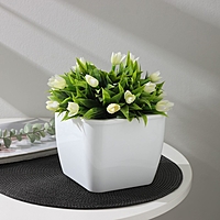 Кашпо со вставкой 2,4л (1,6л) "Глянец", цвет белый