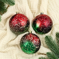 Набор шаров пластик d-8 см, 3 шт "Мэдисон" зелёный красный