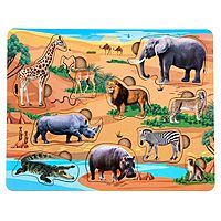 Рамка-вкладыш деревянная Животные Африки 10 фигурок