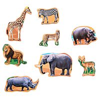 Рамка-вкладыш деревянная Животные Африки 10 фигурок