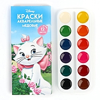 Акварель медовая «Кошечка Мари», 12 цветов, в картонной коробке, без кисти
