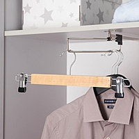 Вешалка для брюк и юбок с зажимами, сорт А, 34x1,2x12,5 см, светлое дерево, лотос