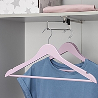 Вешалка деревянная для одежды, 44,5х23х1,2 см "Тэри" цвет сиреневый, 3 шт