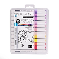 Набор акриловых маркеров 24 цвета SKETCH&ART, 1,0-3,0 мм