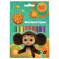 Фломастеры 12 цветов Мульти-Пульти "Чебурашка", смываемые, картон, европодвес