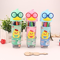 Фломастеры 12 цветов, в пластиковом пенале, Утка в очках МИКС