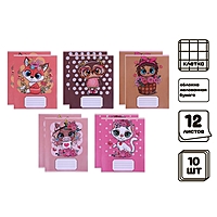 Компл тетр из 10шт 12л кл Животные в цветах, обл мел бум, ВД-лак, бл офсет (9492350)