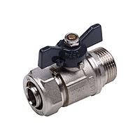 Кран шаровой AQUALINK, PN 10, 1/2" х 16 мм, наружная резьба/цанга, бабочка, никелированный