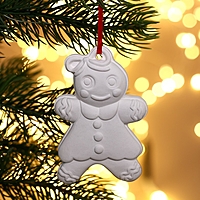 Елочное украшение под раскраску "Печенька" с подвесом, кисть